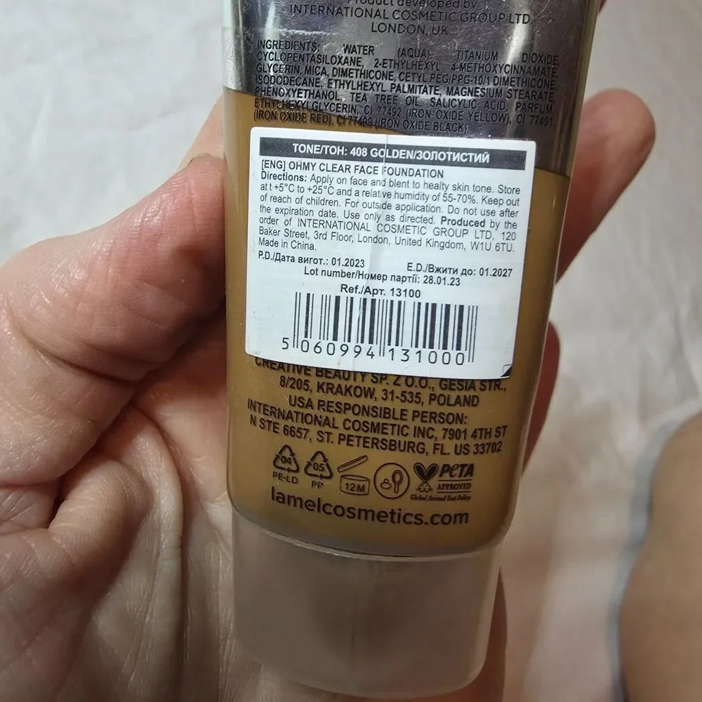 LAMEL Clear Face Skin Clarifying Foundation color Golden 408